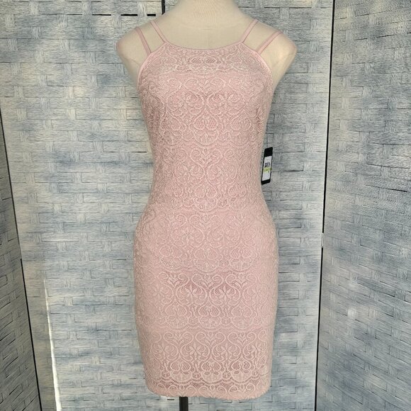 Guess Pink Lace Halter Neck‎ Bodycon Mini Dress Womens 4 - Picture 2 of 7